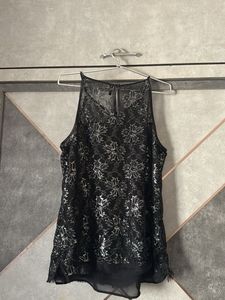 Elegant Black Lace Halter Top