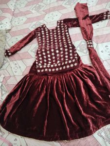 Elegant Girls' Maroon Dress