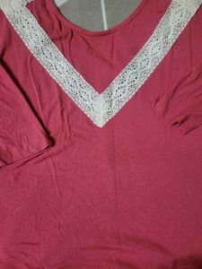Chic Lace Trim Cold Shoulder Top