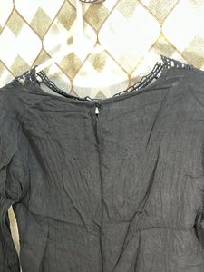 Elegant Black Crochet Neck top