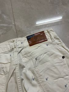 American Swan Cream Pants with SwanPrint
