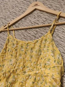 Yellow Floral Spaghetti Strap Dress