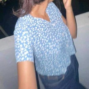 Blue Floral Crop Top