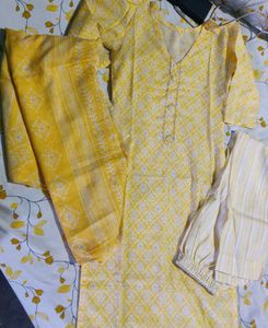 Yellow Cotton Kurta Set