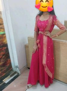 Stylish Pink Kurta Palazzo Set with Jacket