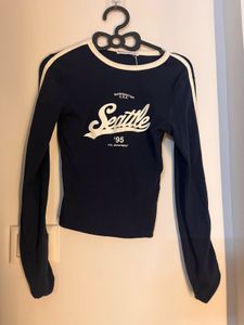 Navy Seattle Graphic Long Sleeve Top