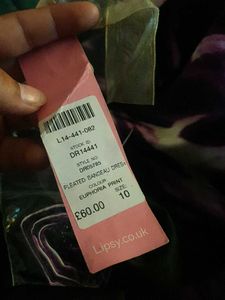 21810. Strapless Purple &amp; White Print Dress