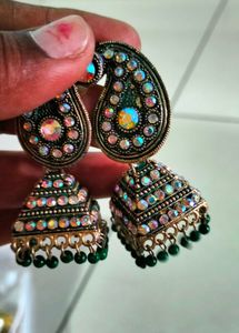 Green Colour Preety Earings