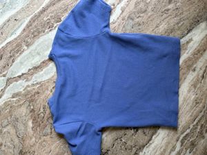 Purple Textured Crew Neck Top