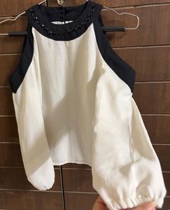 Chic Cold Shoulder Embellished Top