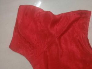 Vibrant Red Silk Blouse