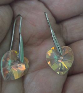 Sparkling Heart Crystal Earrings 925 silver