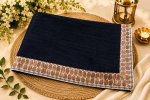 Elegant Navy Blue Saree with Intricate Border