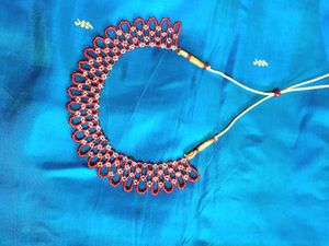 Elegant Red &amp; White Beaded Necklace