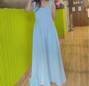 Newme white solid fit flare dress 👗
