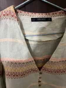 ZARA Boho Chic Striped Long Sleeve Top