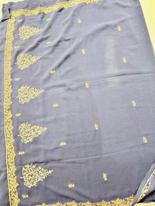 grey kashmiri work saree