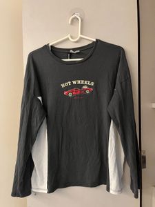 Gray H&M Hot Wheels Graphic Long Sleeve Top