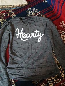 Grey sweatshirt.