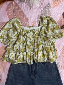 Floral Ruffle Tiered Blouse