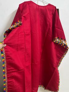Red Embroidered Kaftan Set