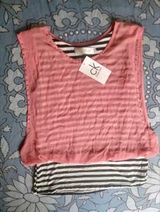 Calvin Klein Striped Layered Top