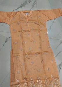 Peach Embroidered Kurta