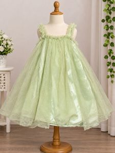 Net Light Green Tulle Kids Frock