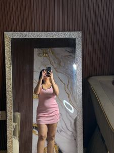 Cute Pink Ruched Mini Dress