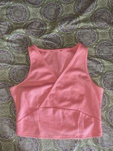 Coral Wrap Crop Top|| S size