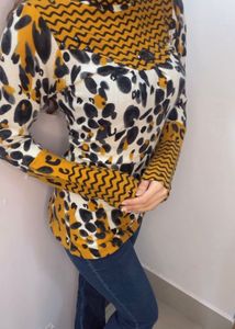 Leopard Print Mock Neck Top