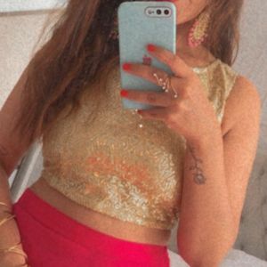 Sparkling Sequin Crop Top/blouse