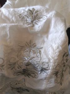 White Embroidered Palazzo Pants for women