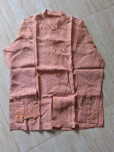 Men's Linen Kurta peach colour.