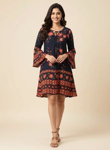 Floral Print Dress with Bell Sleeves