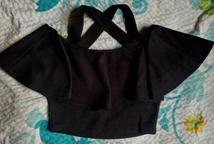 FREE DELIVERY ❗️Black Cold Shoulder Crop To