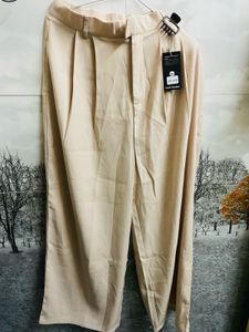 Stylish Beige Wide Leg Trousers