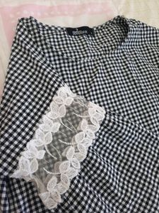 Korean Gingham🎀 Lace Top