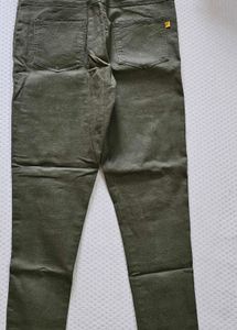 Olive Green Slim Fit Pants mid waist