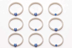 Pearl Bracelet with Evil Eye Charm