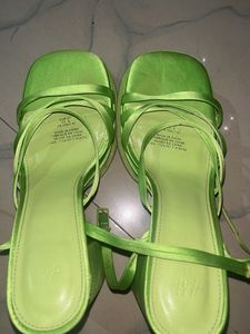 Lime Green Strappy Platform Heels