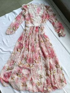 Floral Maxi Dress with Lace Trim
