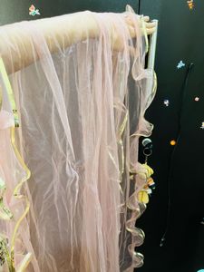 Elegant Pink Net Dupatta with Golden Border