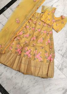 Stunning Yellow Haldi Lehenga Choli 3 Piece Set
