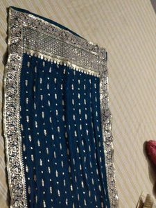 Elegant Teal duppta with Gold Embroidery