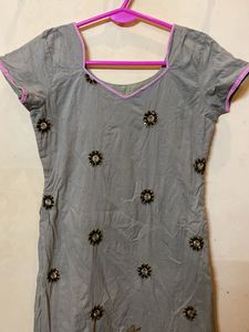 Embellished Grey Kurta