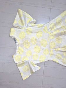 High Quality Chic Yellow Floral Cold Shoulder Dres