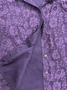 Elegant Purple Lace Button-Up Blouse