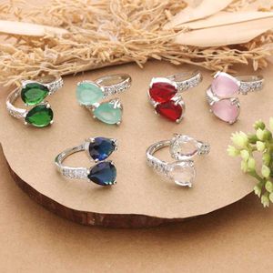 Sparkling Pear Cut Gemstone Ring 2 pics