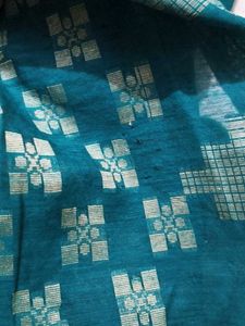 Teal Floral Print Dress Material